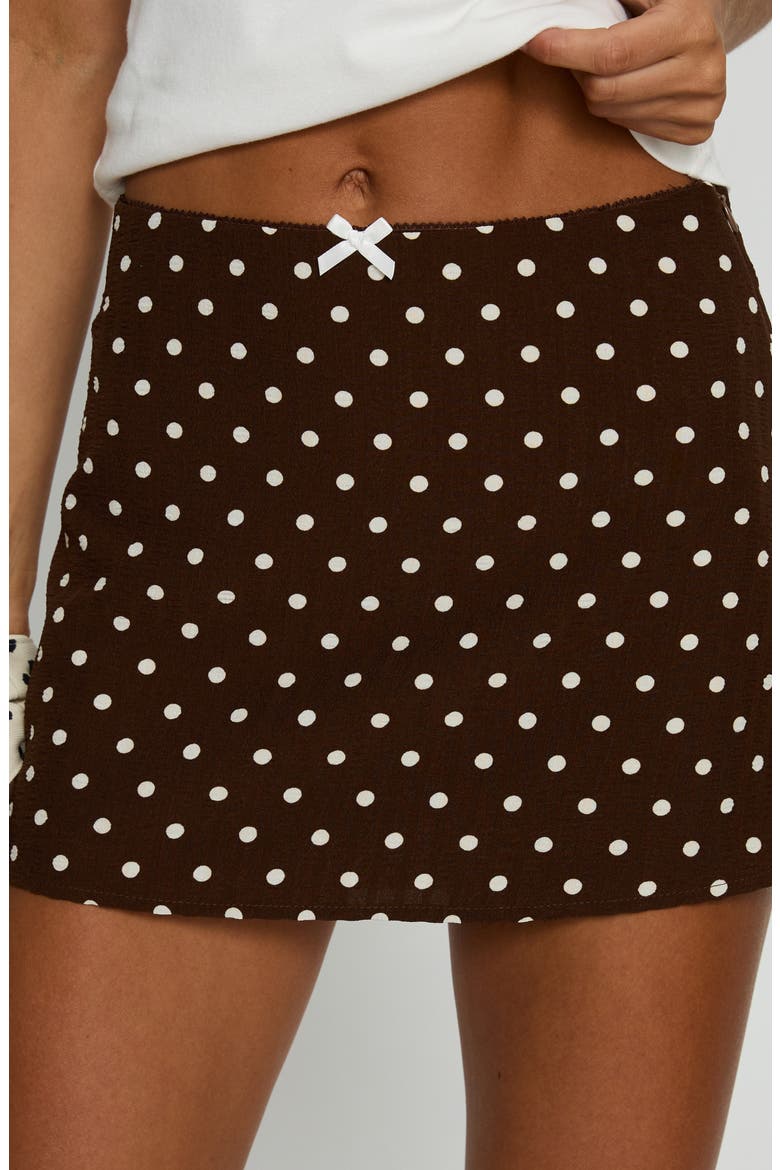 Tejano Polka Dot Miniskirt, Alternate, color, BROWN POLKA DOT