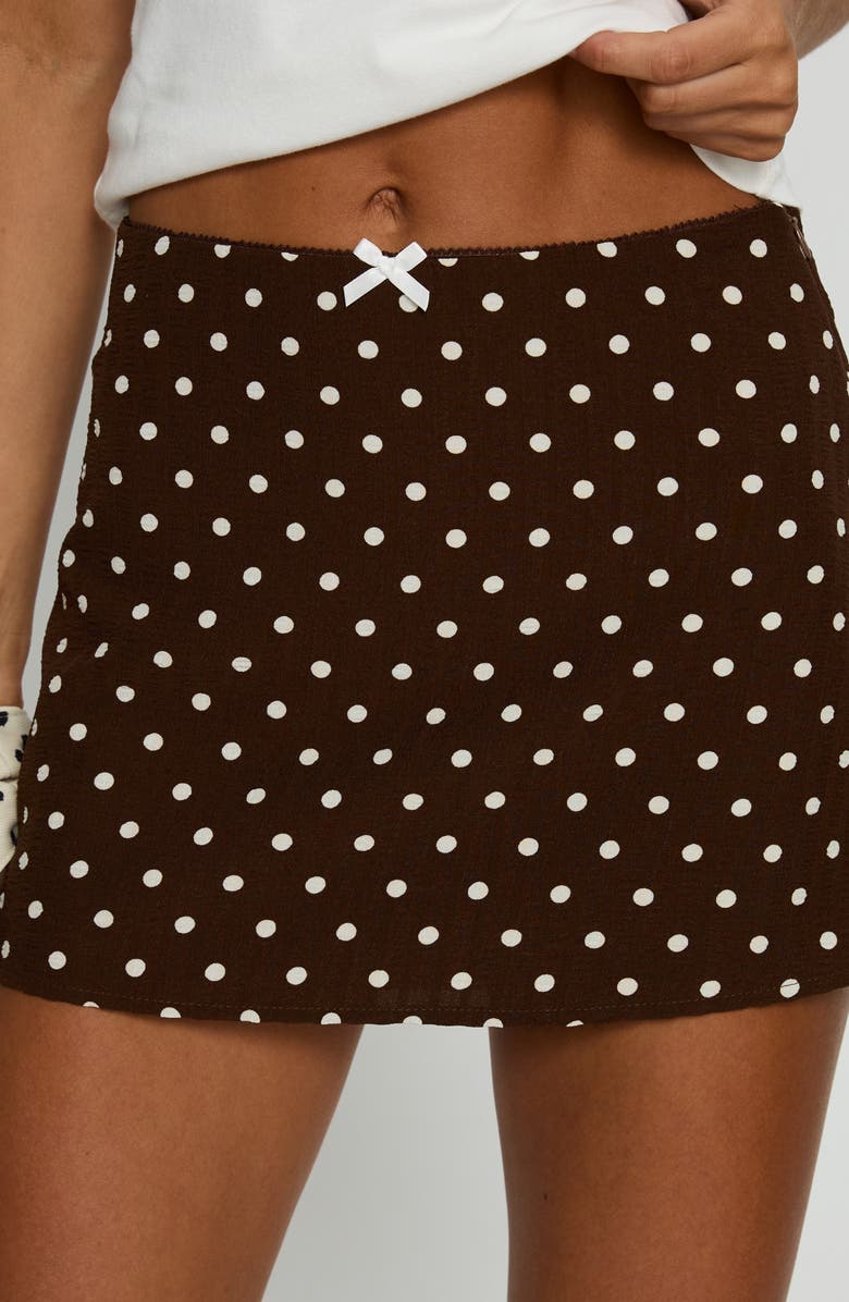 Princess Polly Tejano Polka Dot Miniskirt, Alternate, color, Brown Polka Dot