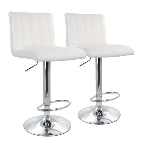 2 Piece Tufted Faux Leather Adjustable Bar Stool