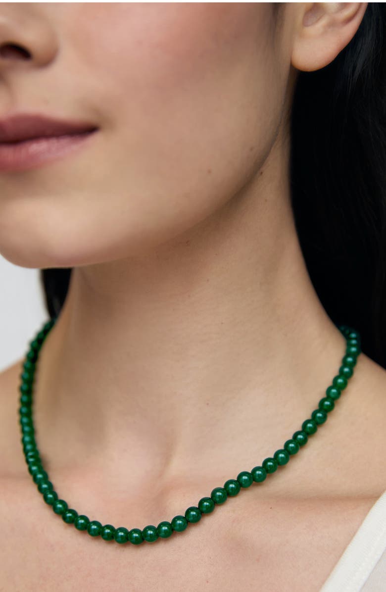 Monica Vinader Round Green Onyx Necklace, Alternate, color,