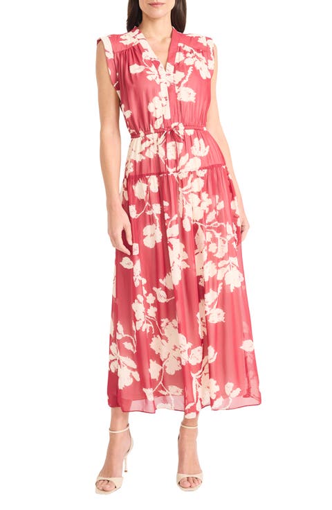 Floral Sleeveless Chiffon Maxi Dress