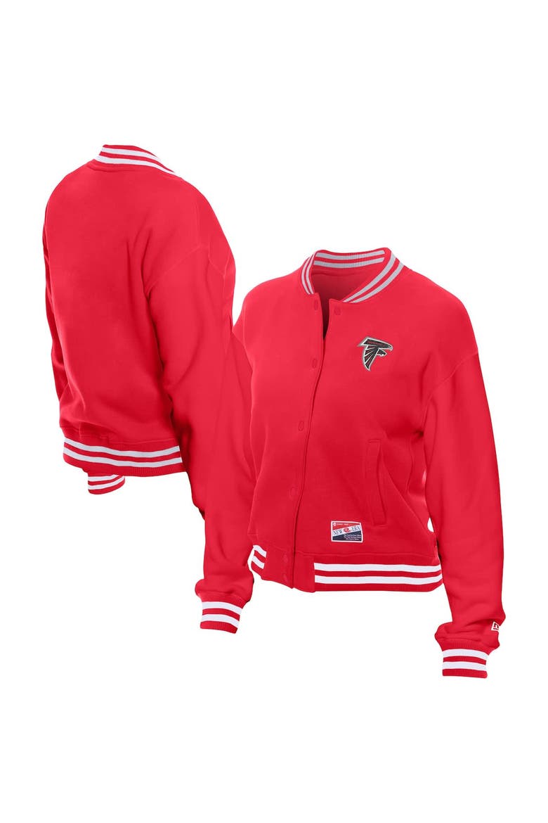 Women's New Era  Red Atlanta Falcons Throwback Fleece Full-Snap Jacket, Main, color, Red