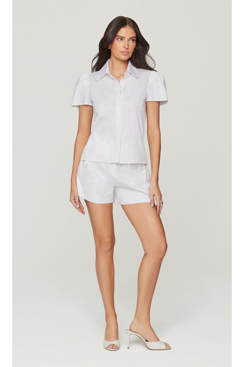 Murphy Pearl Embellished Poplin Shirt, Main, color, white
