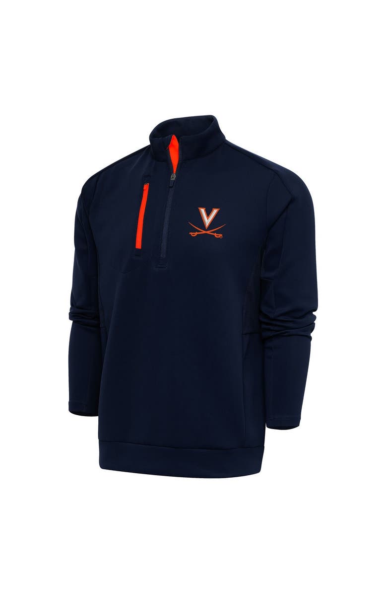 ANTIGUA Men's Antigua Navy/Orange Virginia Cavaliers Generation Half-Zip Pullover Jacket, Main, color,