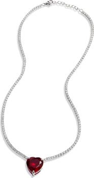 SAVVY CIE JEWELS Sterling Silver & Lab Sapphire Tennis Necklace
