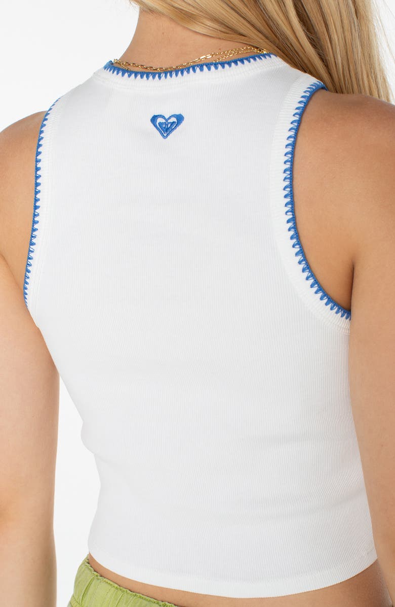 Roxy Meant to Be Whipstitch Trim Crop Tank, Alternate, color, Snow White Solid