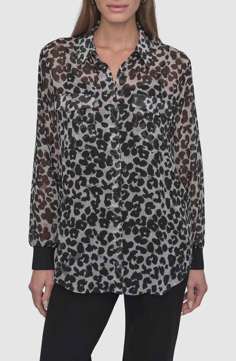 DKNY Print Chiffon Tunic Shirt, Main, color,