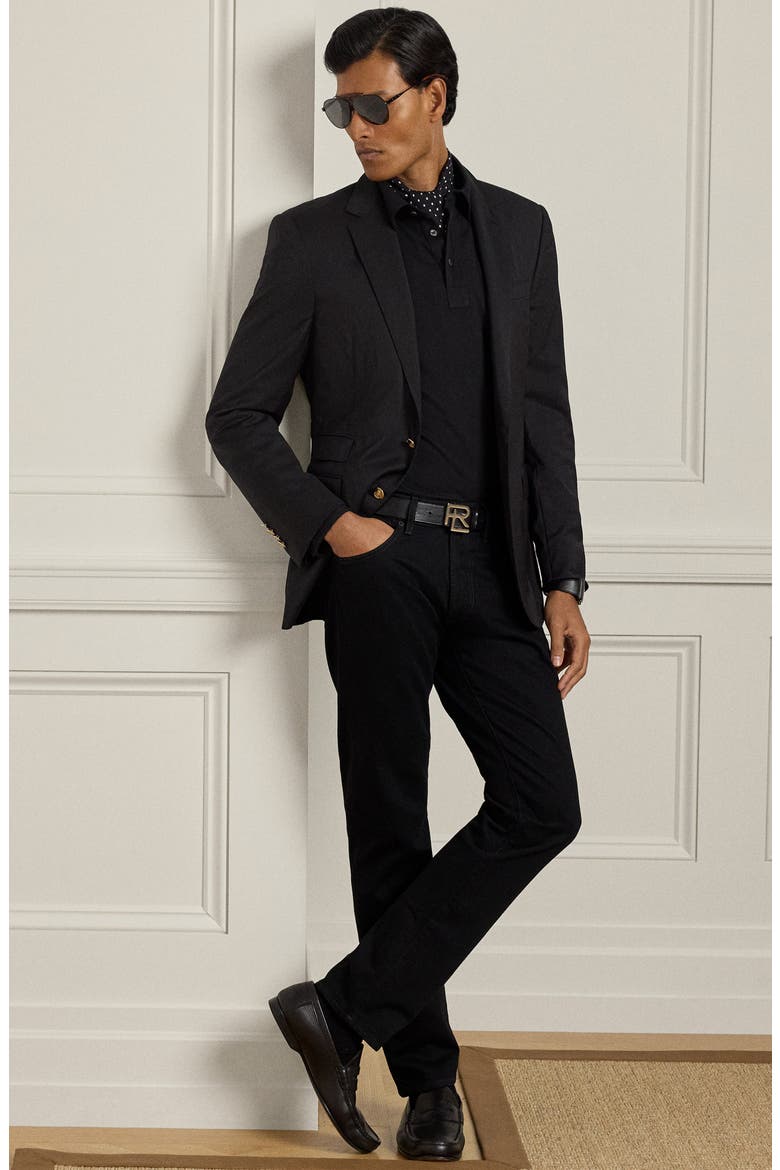 Long Sleeve Cotton & Cashmere Polo, Alternate, color, CLASSIC BLACK