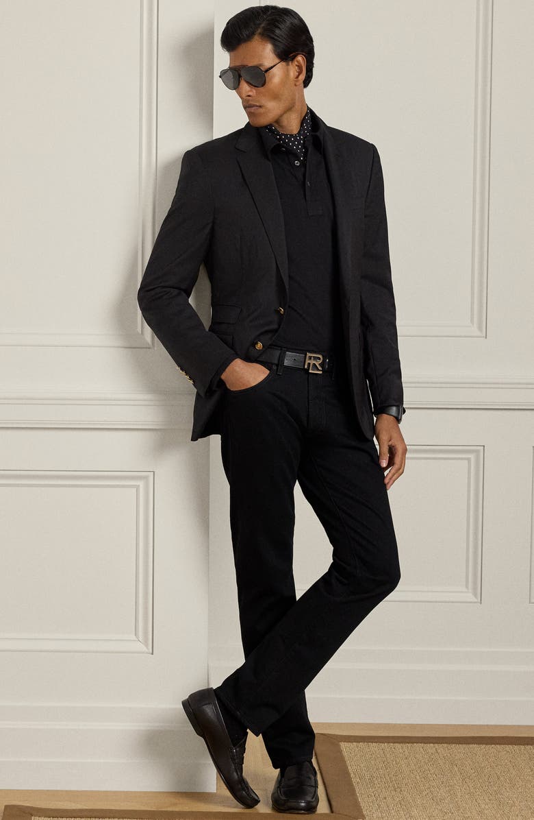 Ralph Lauren Purple Label Long Sleeve Cotton & Cashmere Polo, Alternate, color, Classic Black