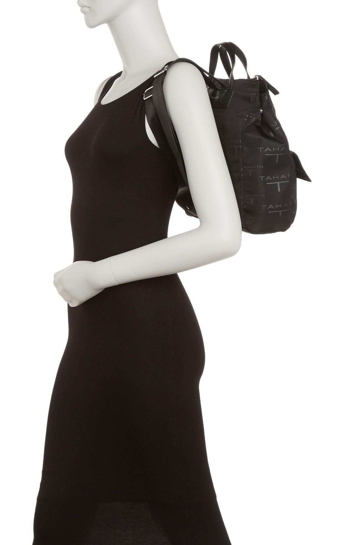 T Tahari Lexington Ave Logo Print Backpack, Alternate, color, 