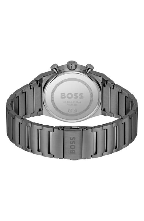 Hugo Boss Men's Candor Quartz Chronograph Ionic Plated Gray Stainless-steel Watch, 41mm In Blue