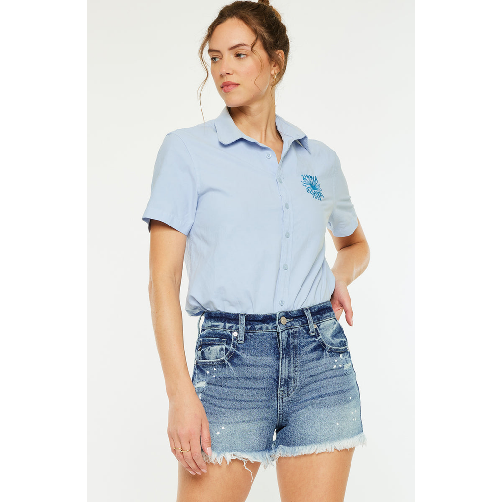 Kancan Diana High Rise Shorts In Medium Wash