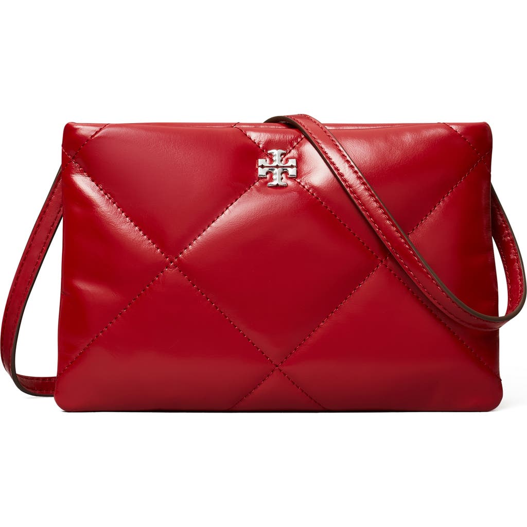 Tory Burch Kira Diamond Quilted Leather Crossbody Bag In Red