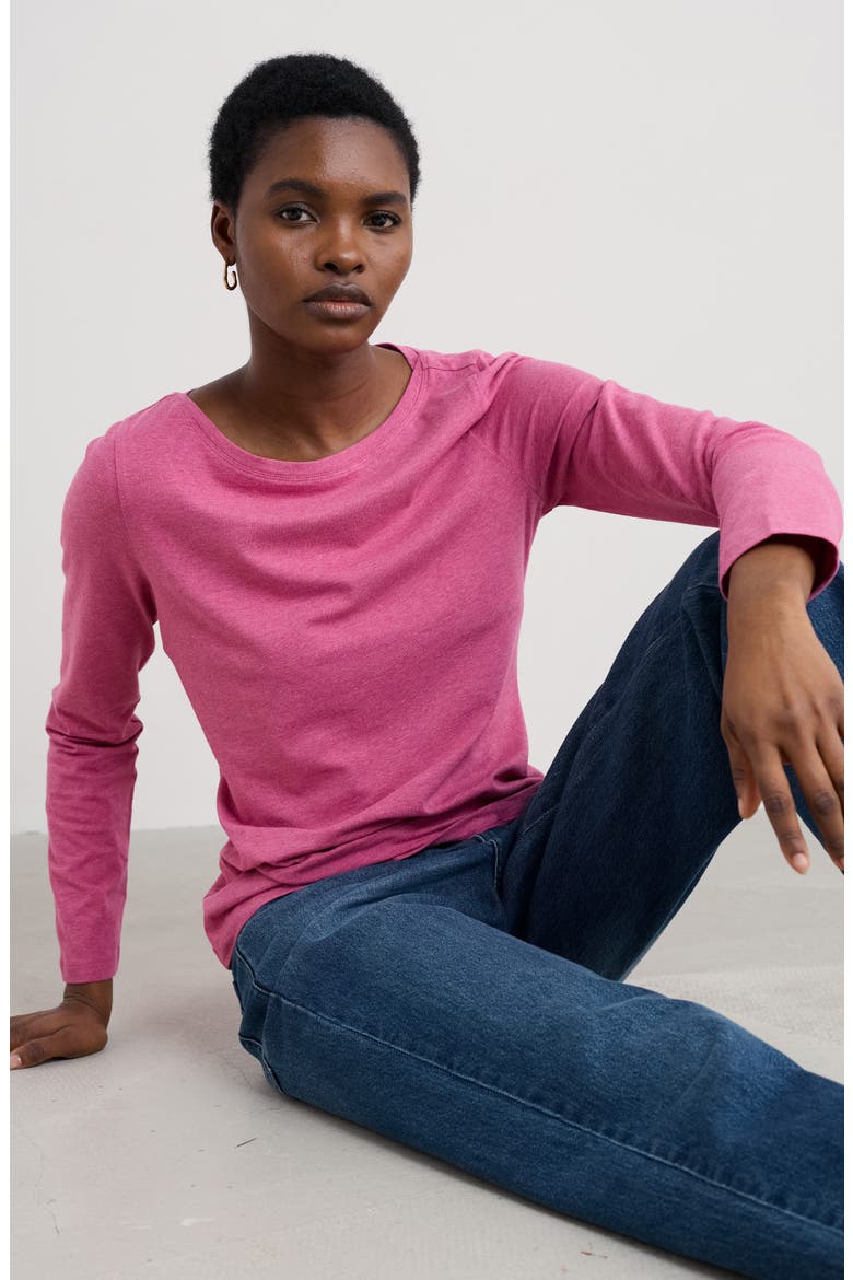 Easel Long Sleeve Stretch Organic Cotton Top, Alternate, color, MELANGE ROSA