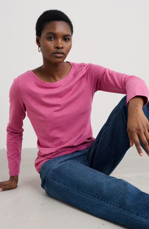 Seasalt Cornwall Easel Long Sleeve Stretch Organic Cotton Top In Pink