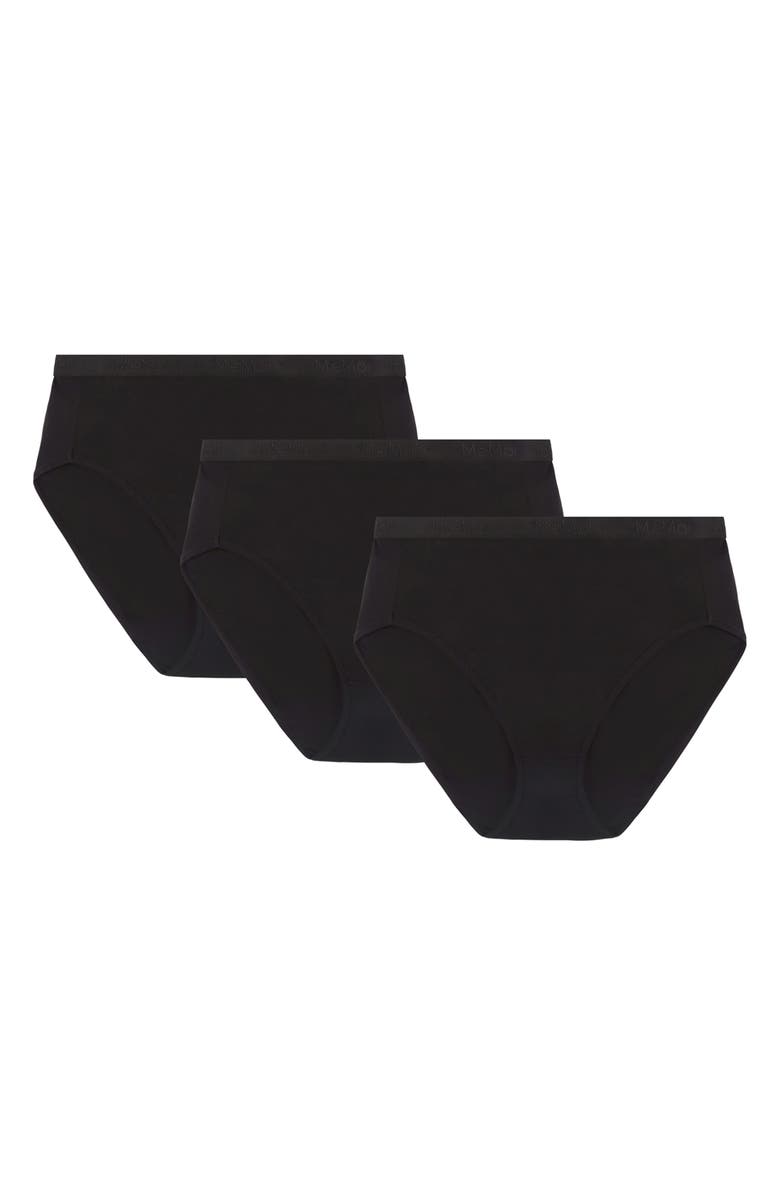 MeMoi Stretch Cotton 3-Pack Briefs, Alternate, color, Black