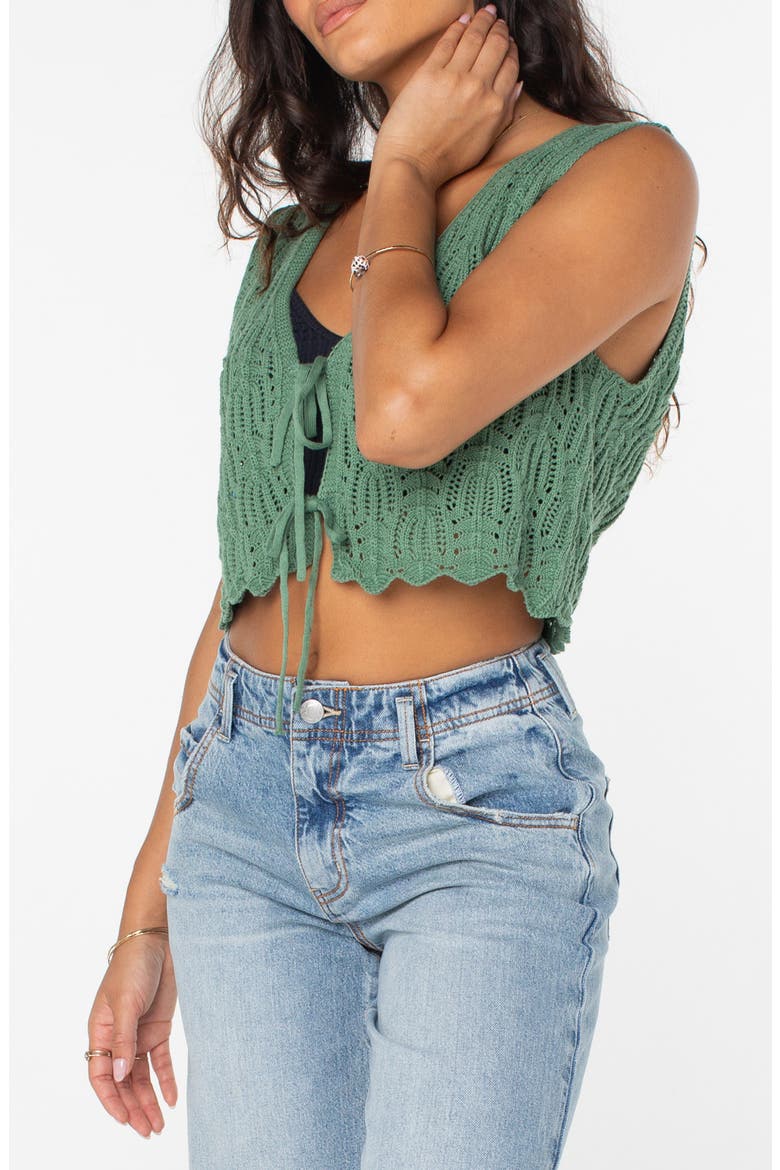 Beach Bound Cotton Crop Sweater Vest, Alternate, color, LODEN FROST SOLID