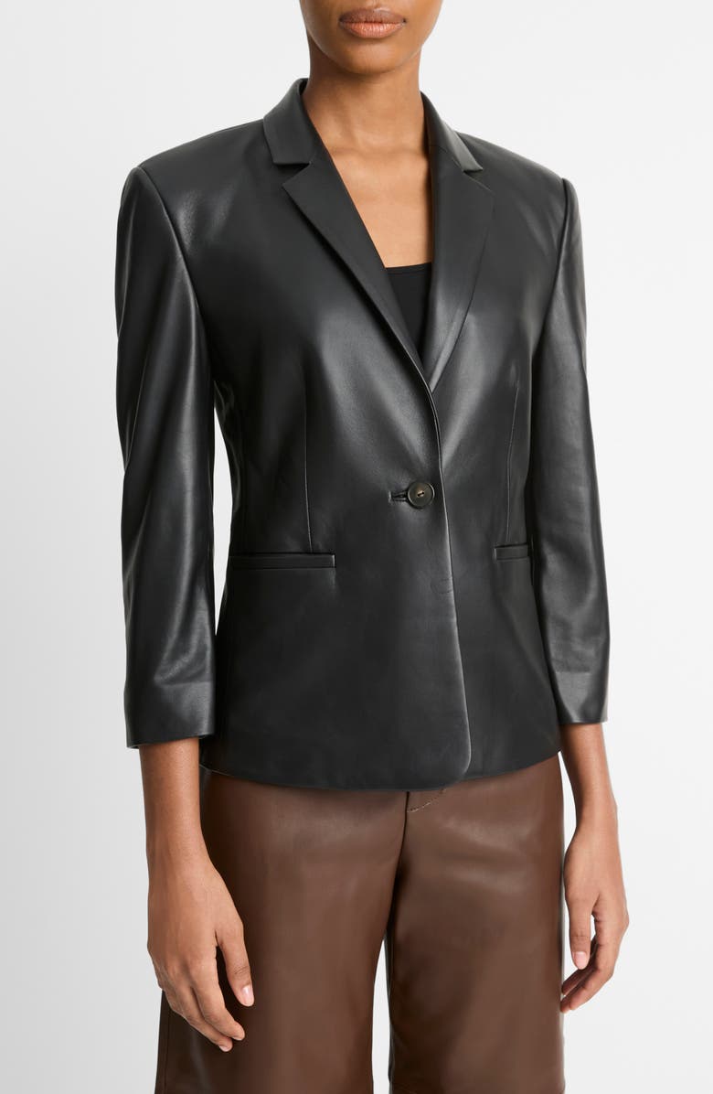 Vince Shrunken Leather Blazer, Alternate, color, 