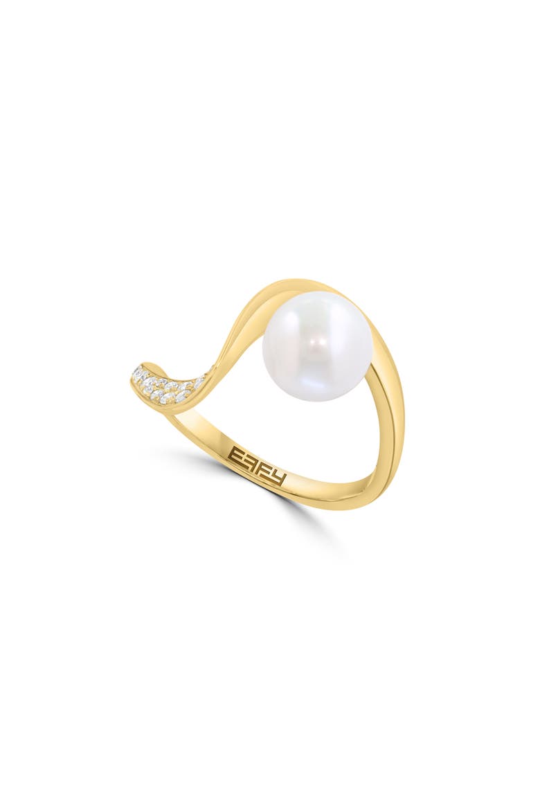 Freshwater Pearl & Diamond Ring, Main, color, WHITE