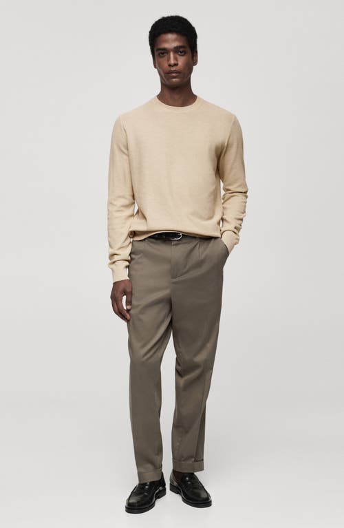 Mango Microstructure Crewneck Sweater In Sand