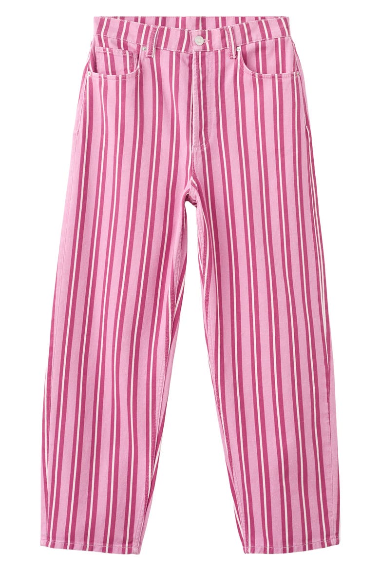 Striped High Waist Straight Leg Jeans, Alternate, color, PINK
