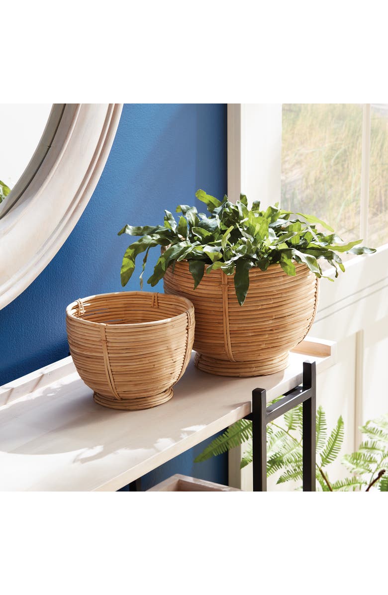 Napa Home & Garden Cane Rattan Decorative Footed Bowls Set of 2, Alternate, color, Brown