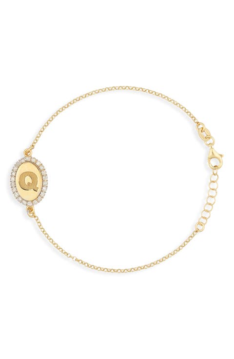 Diamond Initial Disc Bracelet