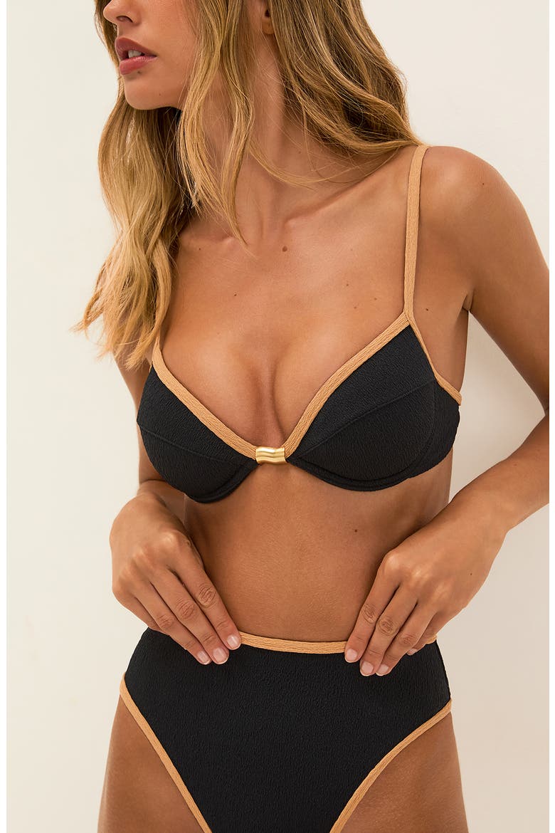 Firenze Lily Lais Bikini Top, Alternate, color, BLACK