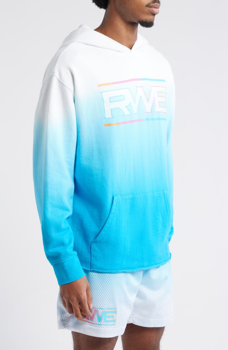 OVERTIME Raw Edge Graphic Dip Dye Hoodie, Alternate, color, Blue