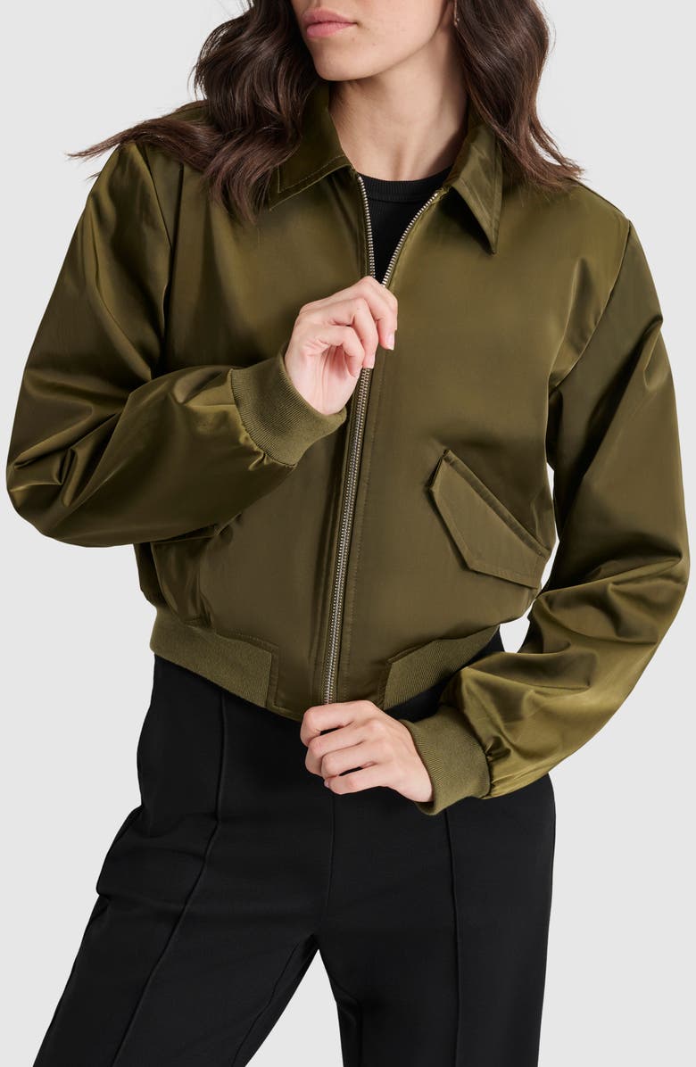 DKNY Crop Bomber Jacket, Alternate, color, 