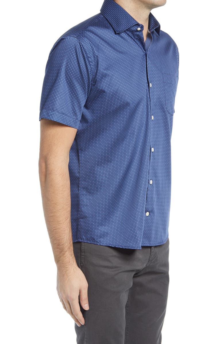 Peter Millar Regular Fit Geometric Short Sleeve Button-Up Shirt, Alternate, color,