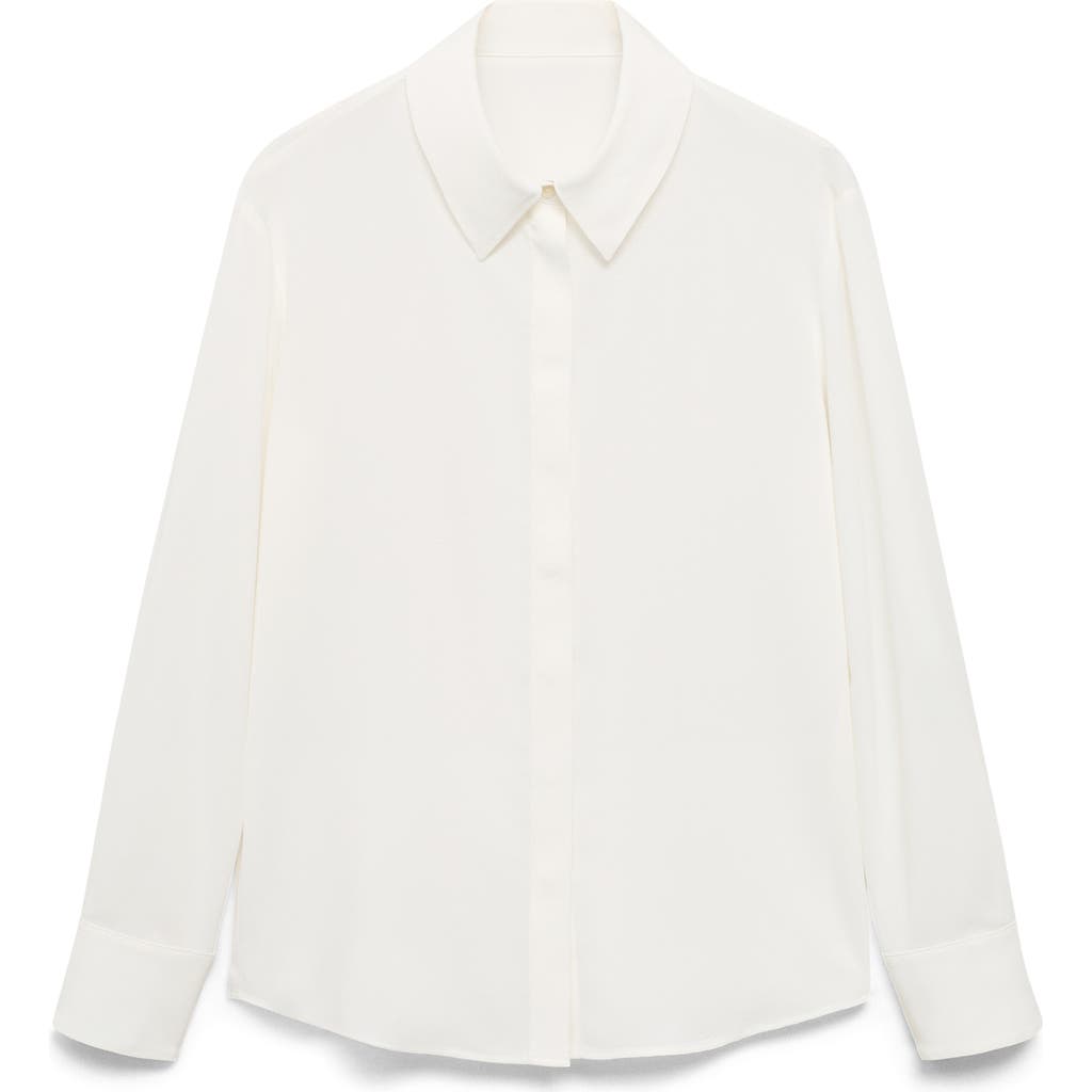 Mango Print Button-up Shirt In White