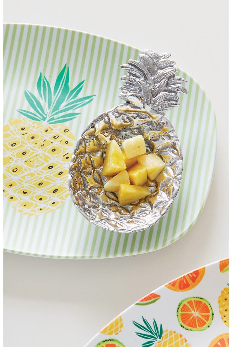 Pineapple Trinket Sauce Dish, Alternate, color, SILVER
