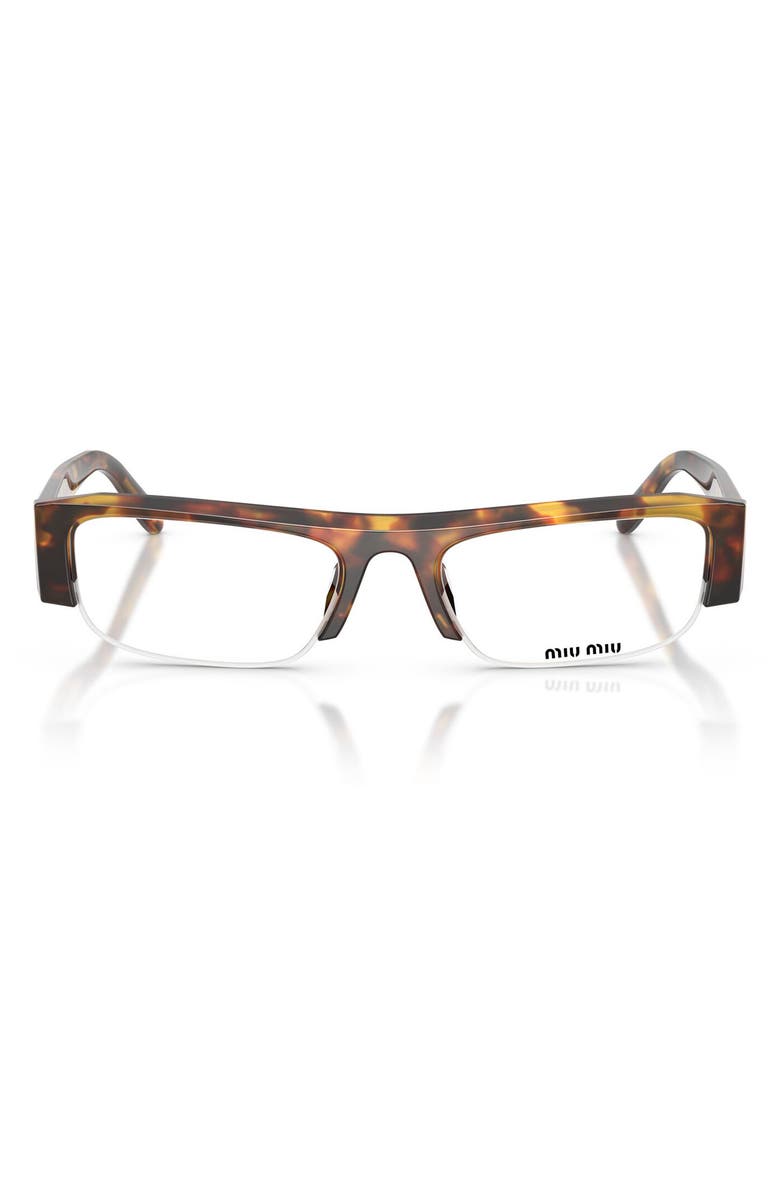 Miu Miu 54mm Rectangular Sunglasses, Main, color, Honey Havana / Blue Light