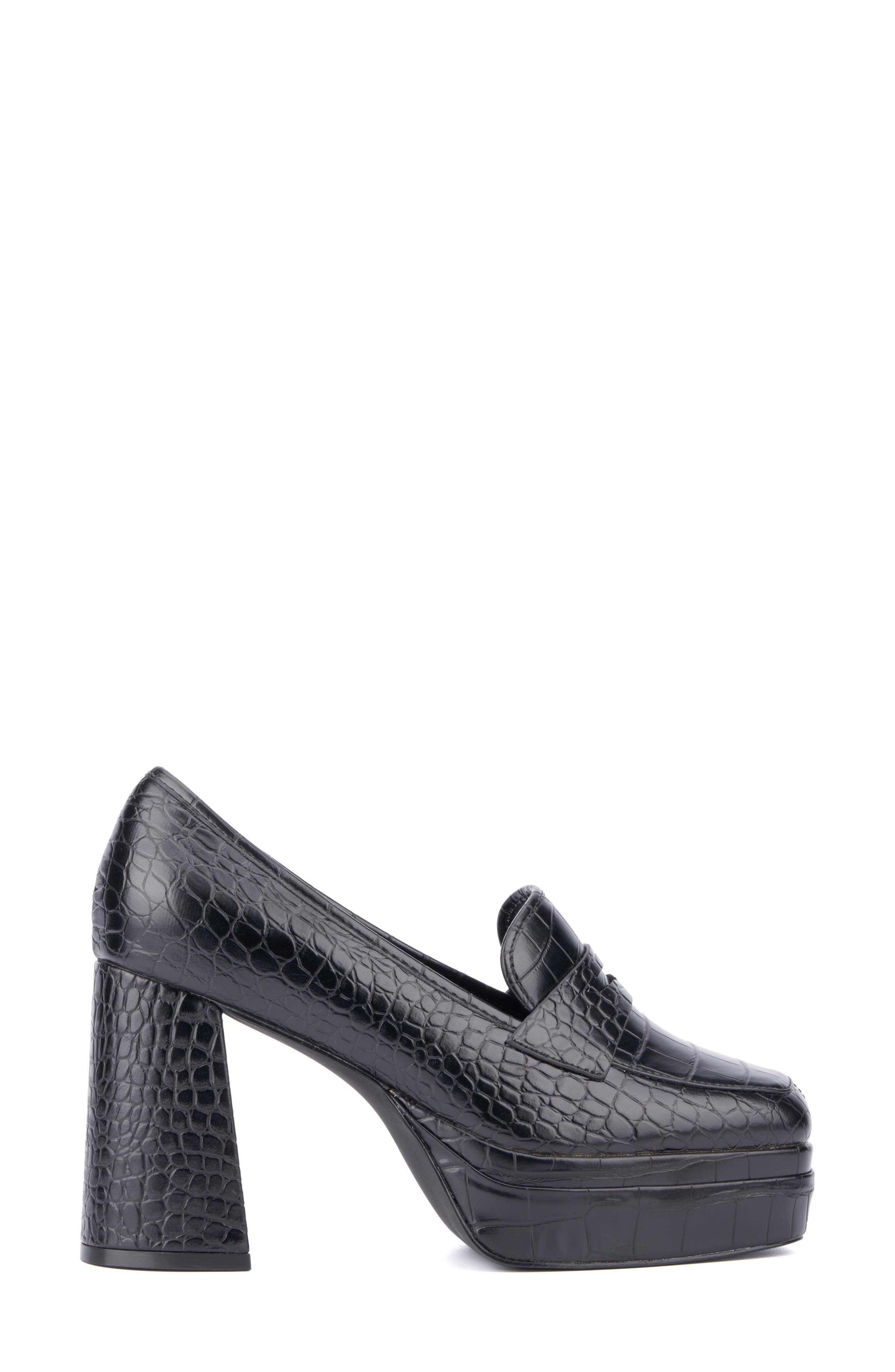 Fashion to Figure Madelyn Croc Embossed Platform Loafer Pump - Wide Width, Alternate, color, 