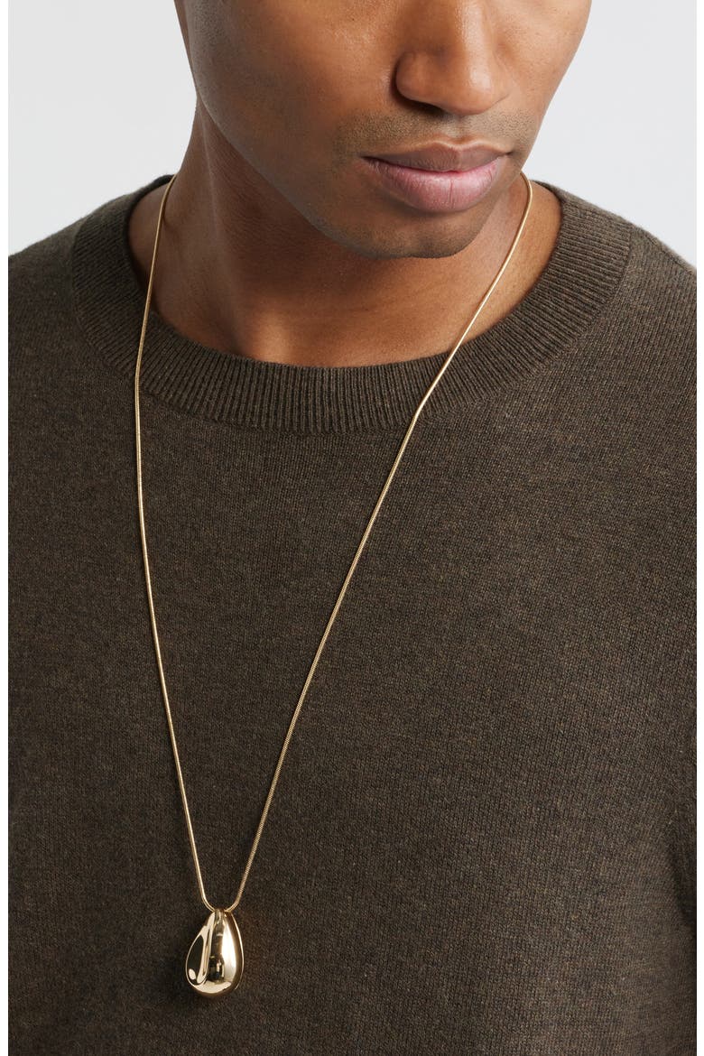 Polished Teardrop Pendant Necklace, Alternate, color, GOLD