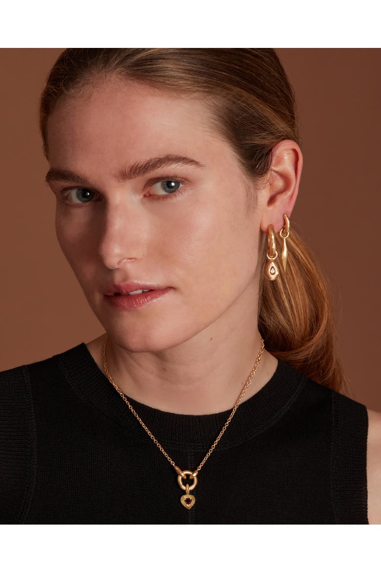 Voyage Necklace Light Chain with Heart Charm Red Garnet, Alternate, color, Red Garnet