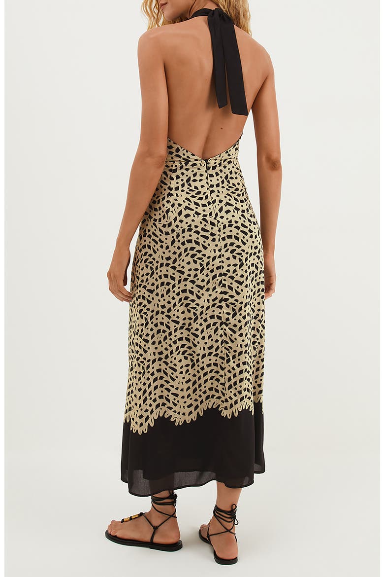 Poeme Tyla Halter Neck Cover-Up Dress, Alternate, color, BEIGE MULTI