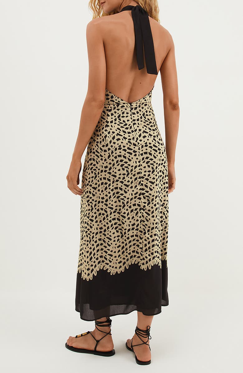 ViX Paula Hermanny Poeme Tyla Halter Neck Cover-Up Dress, Alternate, color, Beige Multi