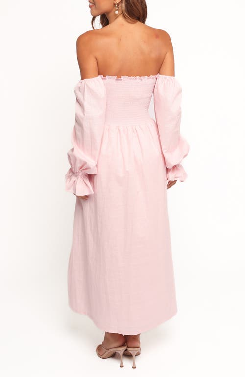 Petal And Pup Petal & Pup Domenica Off The Shoulder Linen Blend Midi Dress In Pink