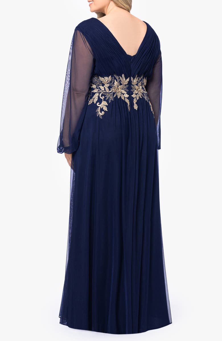 Betsy & Adam Metallic Floral Detail Long Sleeve, Alternate, color, 