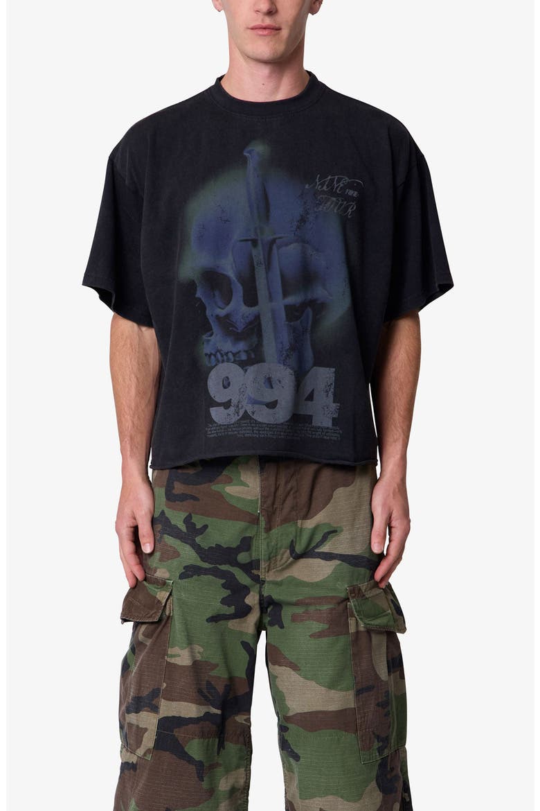 Knife Skull Graphic T-shirt, Main, color, BLACK