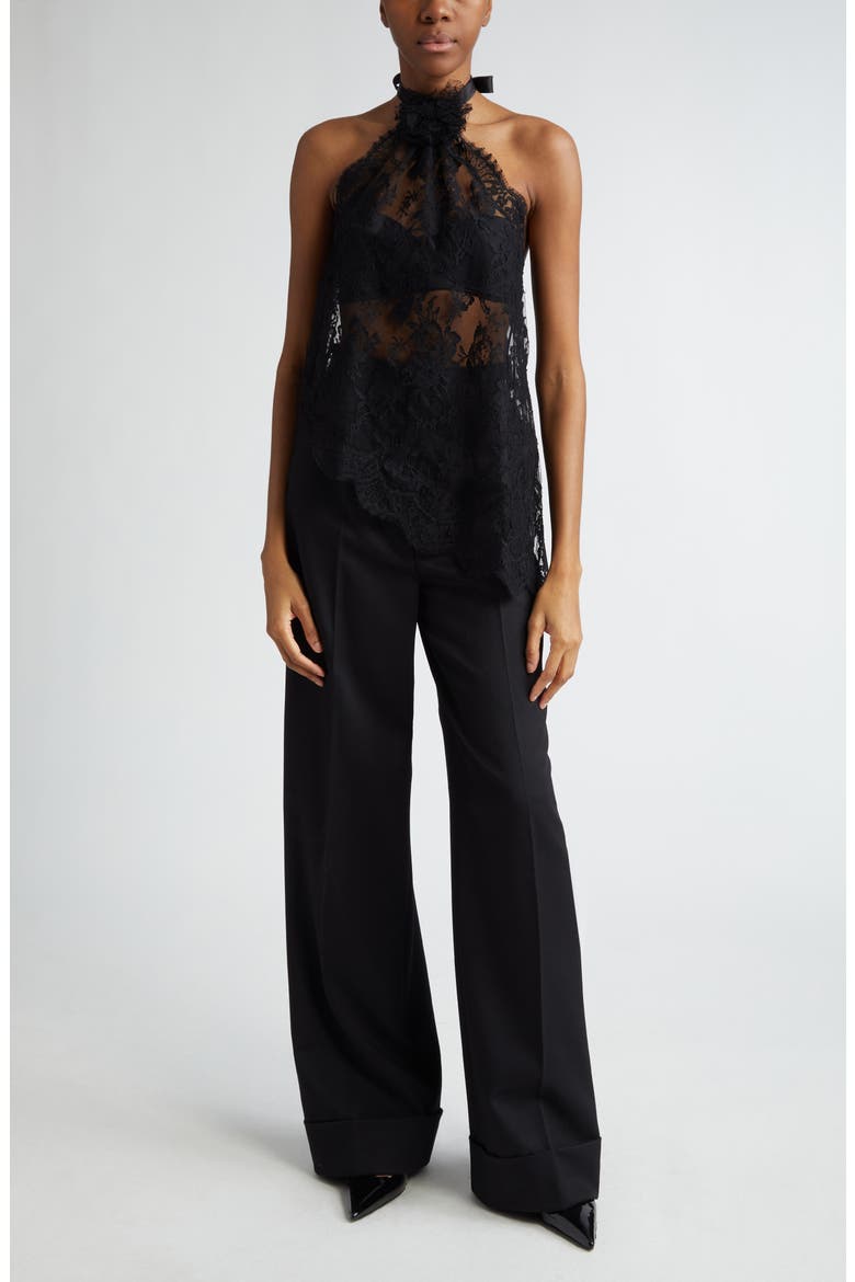 Floral Lace Halter Top, Alternate, color, N0000 NERO