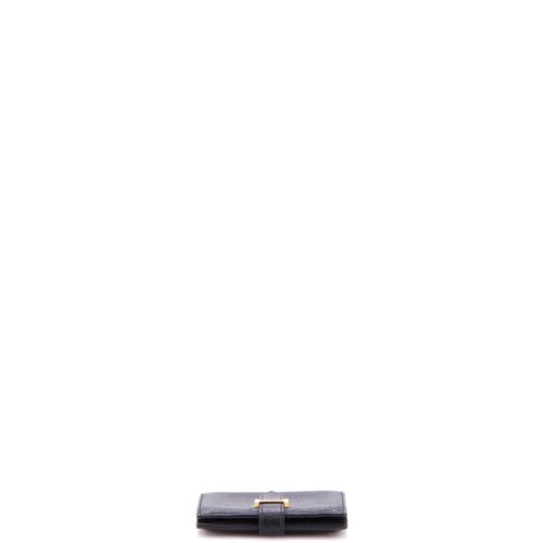 Pre-owned Hermes  Hermes Bearn Wallet Chevre Mysore Compact In Black