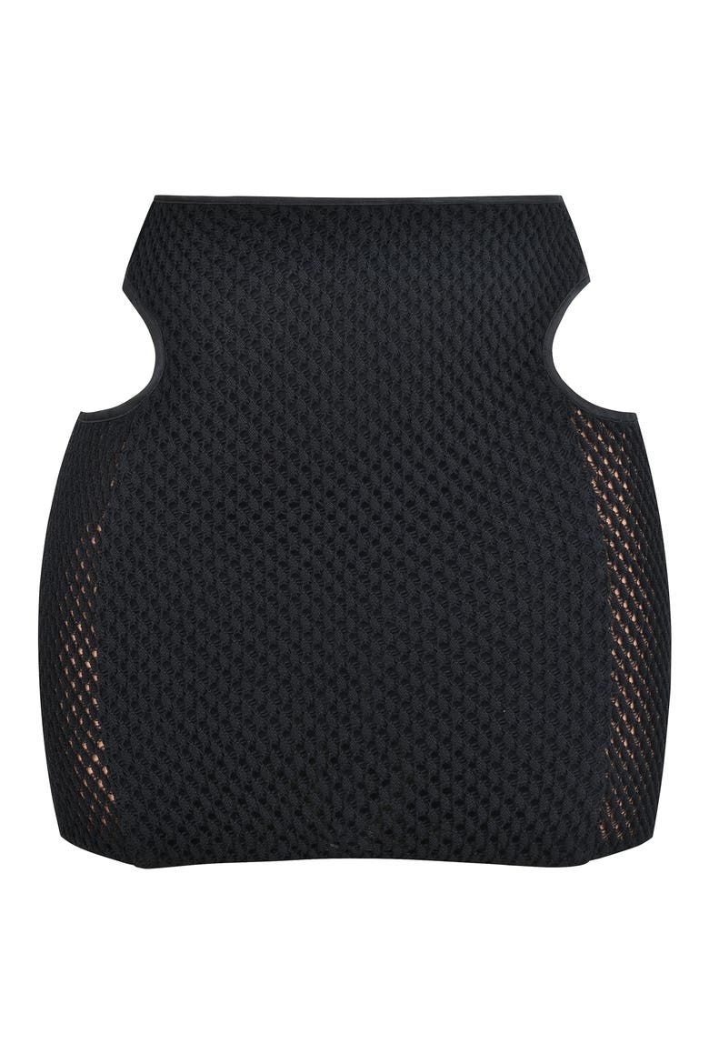 Cutout Detail Pointelle Miniskirt, Main, color, BLACK