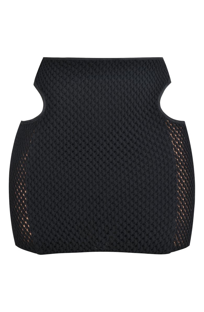 Mistress Rocks Cutout Detail Pointelle Miniskirt, Main, color, Black