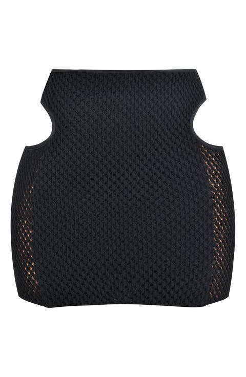 Cutout Detail Pointelle Miniskirt