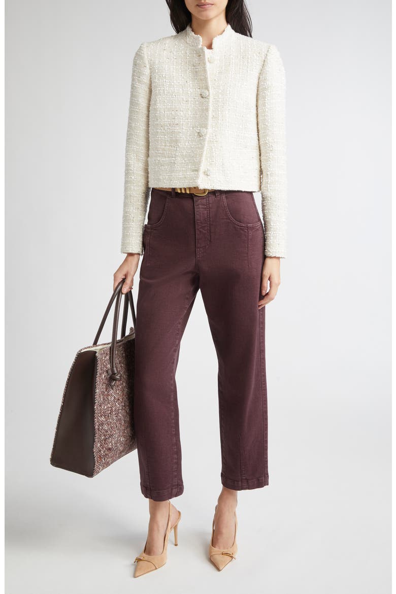 Wool Blend Bouclé Tweed Crop Jacket, Alternate, color, 01 WHITE