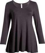 24seven Comfort Apparel Swing Asymmetric Hem Tunic Top