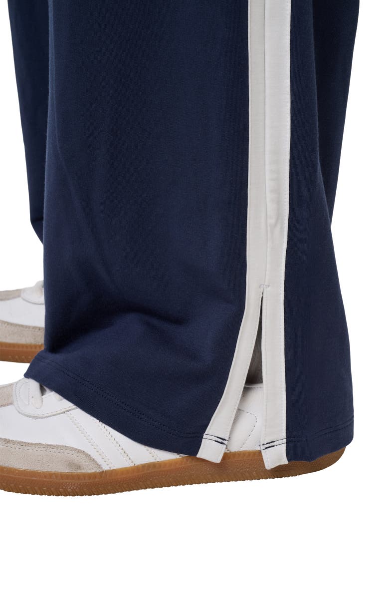 TravisMathew Cloud Terry Side Stripe Varsity Sweatpants, Alternate, color, Navy Blazer